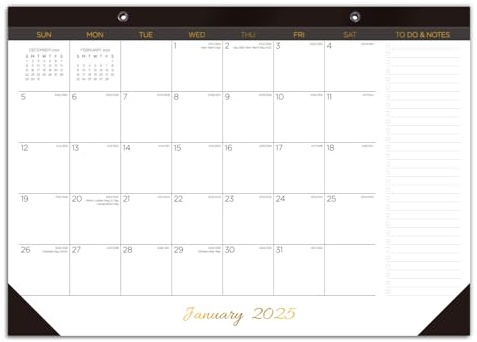Tischkalender 2025, 12 Monate von Januar 2025 bis Dezember 2025, 43,2 x 30,5 cm, großer monatlicher Schreibtischunterlage, Kalender für Planung und Organisation, Desktop-/Wandkalender für Zuhause,