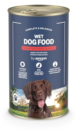 by Amazon Hundefutter, nass, Dose, Stücke mit Rind in Sauce, 1,24 kg