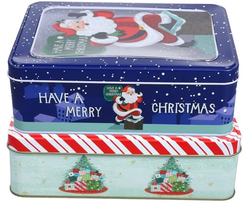 COLLBATH 2er Satz Weißblech Keksdosen Mit Fenster Süßigkeitenbox Für Weihnachten Aufbewahrungsbox Für Kekse Und Bonbons Party Geschenkbox