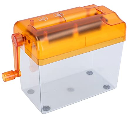Broyeur Main Portable avec Manivelle Corbeille de 5 L pour Bureau Cole Maison Destructeur de Papier Compact et Silencieux en Orange