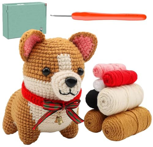 Strick-Starter-Set, Häkel-Lern-Sets - Hunde-Häkelpaket für Anfänger - Einfaches Strickset für Erwachsene und Kinder, Häkelliebhaber, Häkelset für Hunde für Anfänger