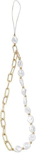 SquarezhenBo 1Pc Lanyard Metal Chain Pearl Beaded Charms Lanyard Strap Universal Chain, Wrist Strap Anti Lost Phone Charm Phone Decorations Charm Keychain Accessories