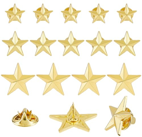 SUPERFINDINGS 30 stycken 3 stilar stjärna märken nål minnesnål brosch militär pentagram legering gyllene utmärkelsenålar för kostym hatt ryggsäck kostymdekorationer