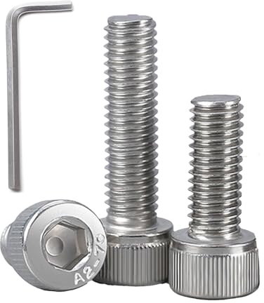 BACSHBY 20 Stück M6 x 16 mm Zylinderschrauben mit Innensechskant, Flachkopf Edelstahl A2 V2A, Vollgewinde Schrauben Zylinderkopfschrauben Innensechskantschrauben mit Schraubenschlüssel