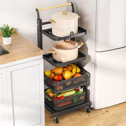 Kitchen Storage Rack with Wheels for Sauce Pan and Lid nization