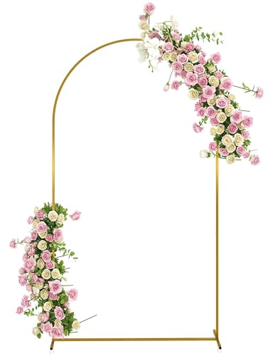 Outsunny Support d'arche de Fond en métal doré pour Mariage, 2,2 m, Arche de Jardin, Mariage, fête d'anniversaire, fête prénatale, Arche de Ballons Floraux