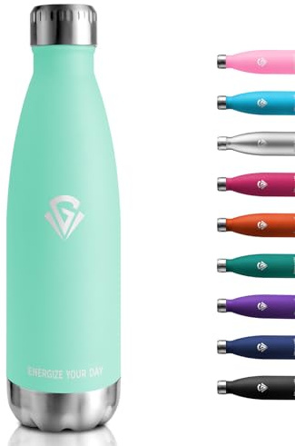 Vattenflaska 1 l, isolerad flaska lämplig för kolsyra, termosflaska BPA-fri, läckagesäker termoskanna med dubbla väggar, för fitness, löpning, kontor, barn, vuxna, camping, fitness, bubbelbad