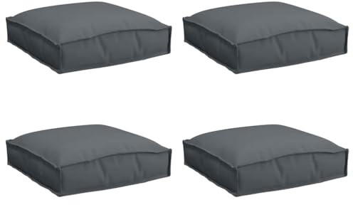 vidaXL Cojines de Palet Antracita de, 4 Pcs, 40 x 40 x 8 cm, Tela Oxford Resistente al Agua, para Interior, Cojín Cuadrado, Jardín, Terraza, Asiento, Patio, Estilo Moderno, Cómodos y Acolchonados