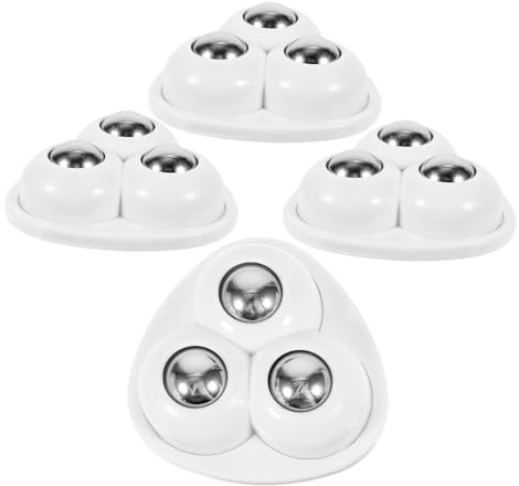 Warmhm 4pcs Adhesive Ball Pulley Sticky Wheels Mini Casters for Trash Can Storage Bin Appliance Rollers