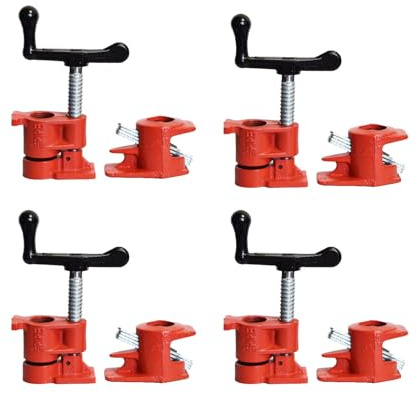 3/4 Gluing Clamp,Heavy Duty Pipe Clamp Set for Woodworking, Carpentry, HomeImprovement & DIY Projects. (3/4,4-Pack)