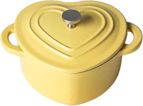 Gusseisen Topf Herzförmiger Stick Topf Suppentopf Kleiner Ofen Mit Deckel 500ml Ofen Mini Emaille Zwei Griffe Dutch Oven Auflauf, Red