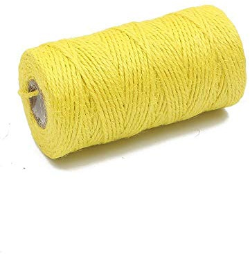 AMZBNEIDI Spago da Giardino, Corda di Iuta Spessa, Corda di Canapa in Juta Naturale da 2 mm x 100 m, for Decorazioni Artigianali, Confezioni Regalo for fioristi, Colore Giallo.