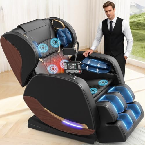 yewglen Ganzkörper Massagesessel mit Wärmefunktion,14 Ganzkörper-Massagerollen,8 Airbags,Schwerelosigkeit,Bluetooth-Lautsprecher,12 cm verstellbare Fußstütze,Touchscreen-Controller | 8 Airbags,Fußsohlenmassage, Schwerelosigkeit,Bluetooth-Lautsprecher,12 cm verstellbare Fußstütze,Touchscreen-Controller