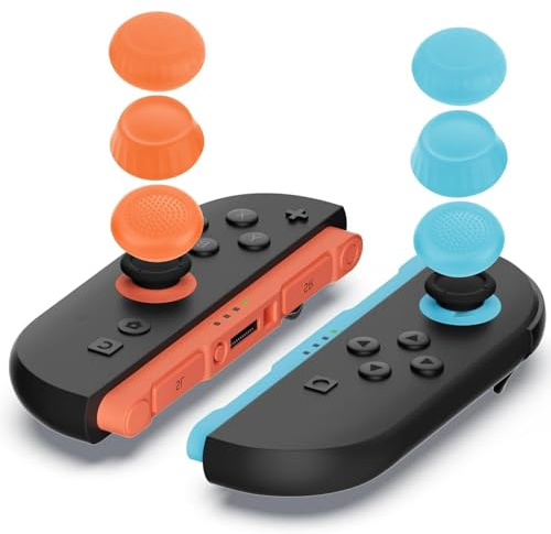 Set med 6 reservjoystick-kepsar, joystick-kepsar, analogt stickskydd för styrenhet, Lite silikonskyddstillbehör joystick 3D-grepp, kepsar, blå