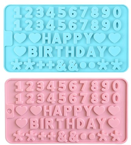 2 moldes de silicona con letras, molde reutilizable para el número de chocolate, herramienta de repostería antiadherente para chocolate, pasteles, gelatina, dulces, jabón