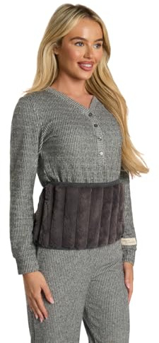 OHS Charcoal Grey Hot Water Bottle Belt Ribbed Fleece, Wearable Adjustable Rubber Hot Water Bottle Women Plush Hand Waist Warmer Cover Heat Pack for Shoulder Pain Relief Neck