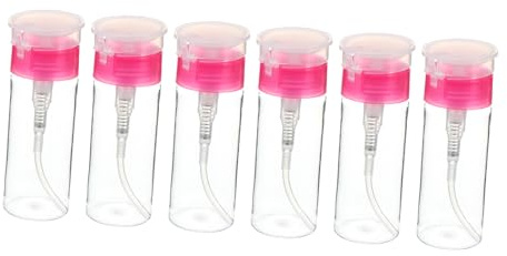 VALICLUD 6 pièces Lot de Flacons Pompe Distributeur Transparents pour Dissolvant Vernis à Ongles Bouteilles Pressions Légères Rechargeables pour Cosmétiques Voyage et Manucure
