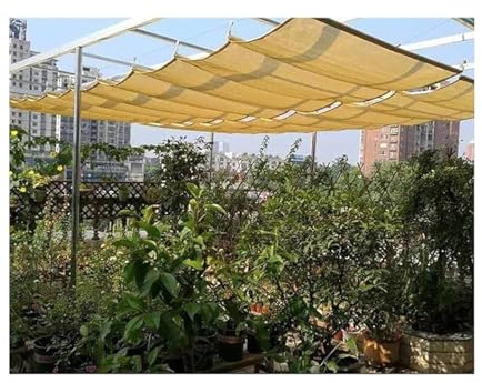 Retractable Wave Sun Shade Sail - U-Shaped Canopy Cover for Pergola UV Protection Ventilation Light Transmission Outdoor Patio Sunshade (W:1M/3.28ft*L)