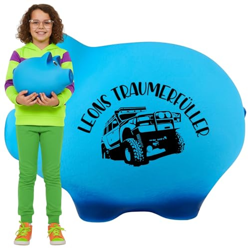 Personalisierte Sparschwein mit Namen XXL aus Keramik ohne Öffnung, zum Zerbrechen – Handgemachte Sparbüchse, Geldbox & Münzdose Individuelle Geschenkidee Geldgeschenk für Kinder, Hochzeit, Geburtstag