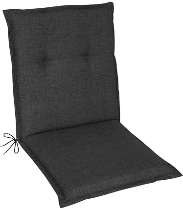 Gardissimo Niederlehnerauflage Premium Anthrazit, Gartenstuhlauflagen 100 x 50 x 8 cm, Polsterauflage UV-Lichtecht mit Schaum-/Vliesfüllung, Bindebänder und Halteband