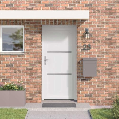 QJBSAVVA Weiße Haustür mit Zarge 98x208 cm aus robustem PVC Modernes Design mit Glas-Stahl-Struktur für Wohnzimmer und Foyer einsetzbar
