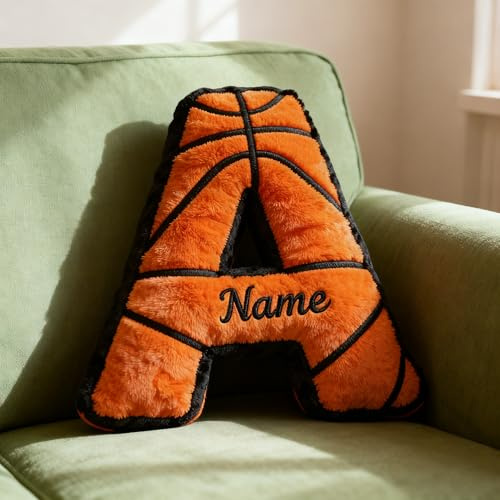 FCLYDER Coussin personnalisé Sport & Initiales - Basket Football Softball - Décoration Chambre Garçon - Cadeau Fan de Sport (BL)