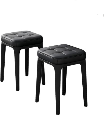 Virzen 2-teiliges Kurzhocker-Wohnzimmer, Gepolsterter Stuhl, Fußhocker unter dem Schreibtisch, Stapelbare Schuhbank, Verdickter Fußhocker, Nachttischhocker, Osmanischer Haushaltsstuhl (Schwarz 9)
