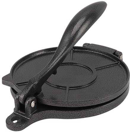 NOENNULL Tortillapress, Tortillamaskin, Degpress, Mjöltortillapress, Rotipress, Quesadillapress (20 cm svart)