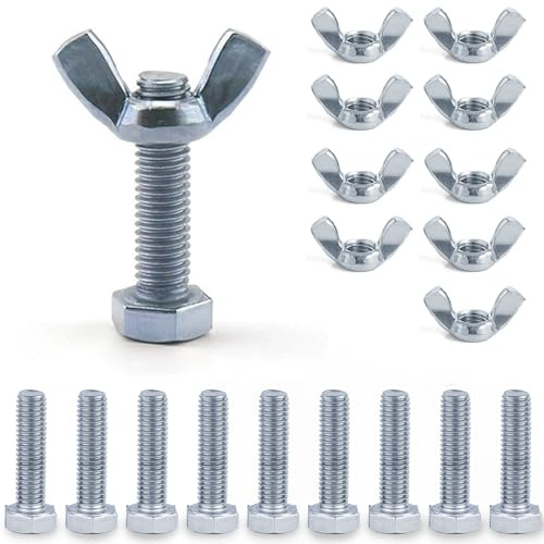 LEPEVNEY Set di dadi e bulloni M10 - Viti a farfalla in acciaio legato zincato fissaggio sicuro, 10 pezzi M10 x 50 mm