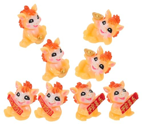 Alasum Lot de 8 Figurines de Chevaux Chinois en Résine, Mini Décorations Zodiaque Année du Cheval 2026, Symboles de Augure, Ornements pour Nouvel an Lunaire et Décoration Bureau