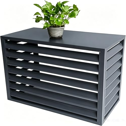 Cubierta para aire acondicionado exterior con tapa superior, de aleación de aluminio antióxido, protección antilluvia antihojas, no obstruye la ventilación para unidades1.5P(Nero, 100×50×70cm)