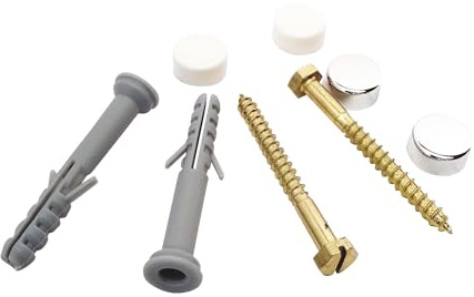 SOMATHERM FOR YOU - Lot de 2 fixations pour cuvette de WC 8x60mm avec caches pour une finition esthétique banc ou chromé