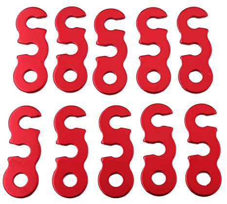 Hebilla de Cuerda de Viento de Tienda, 10Pcs Hebillas de Cuerda de Viento de Tienda de Campaña Tensores Antideslizante Aleación de Aluminio Ajustadores Guyline para CAM Senderismo(Trompette Rojo)