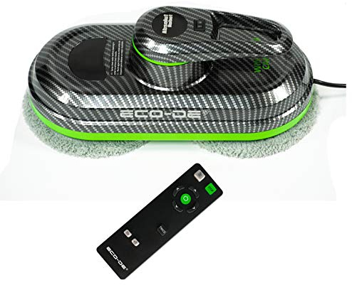 ECODE® Robot Nettoyeur Vitre, Robot Laveur de Vitre Automatique Absolut Carbon Automatique, pour fenetres, 3 programmes, 12 Chiffons Microfibres incluses ECO-996