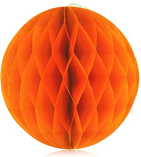 PLECUPE 10 Stück 15cm Honeycomb Balls Tissue Papier Fans Fächer Dekoration, Hänge Deko Laternen Bälle Pompons, Pompoms Pompom Papier Dekobälle für Party, Hochzeit, Kunst Deko, Orange