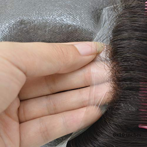 Hairnotion Echthaar Toupet Männer Alle V-Loop super dünne Haut Maenner Perücke 8x10 Zoll Toupet für Männer #5 Haarersatz-System