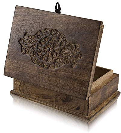 Tolle Geburtstagsgeschenkideen, handgefertigte, dekorative Schmuckschatulle aus Holz mit Schloss und Schlüssel, Schmuck-Organizer, Andenken-Box, Schatztruhe, Schmuckhalter, Uhrenbox, 20,3 x 15,2 cm