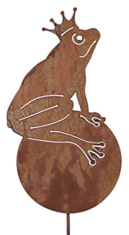 itsisa Froschkönig Gartenstecker im Rost Design, Rostfigur für den Garten, Gartendeko