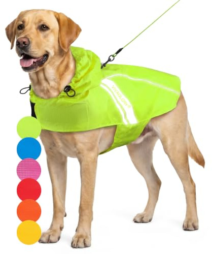 VIVAGLORY Hunderegenmantel Wetoff Regenmantel Hund, L, Neongelb | Hunde Regenmantel Hunderegenmantel Reflektierend Regenjacke Hunderegenjacke, Wasserdicht Regenjacken für Hunde