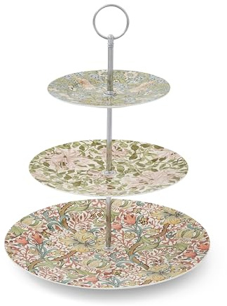 William Morris & Co 3 Tier Cake Stand, Strawberry Thief, Honeysuckle