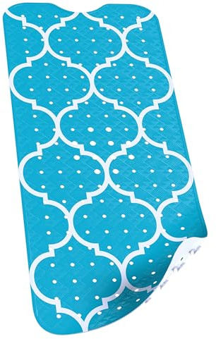 SilverRack Badewannenmatte 100x40 cm (Marokko Motiv Türkis) - Antirutschmatte Badewanne BPA frei für Kinder und Babys - Duschmatte schimmelresistent & maschinenwaschbar - Boho Badematte