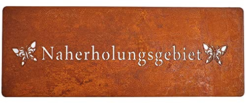 Matches21 Cartel de metal con aspecto oxidado, rectangular, para colgar y colocar en el jardín, 1 unidad, 40 x 15 cm