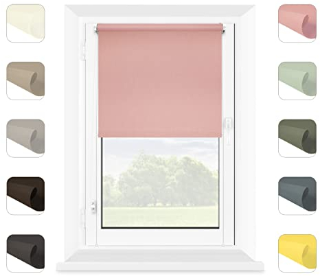MARDOM Klemmfix Rollo Ohne Bohren - Mini Rollos für Fenster Innen (Rosa, 40x150 cm, Stoffbreite: 36)
