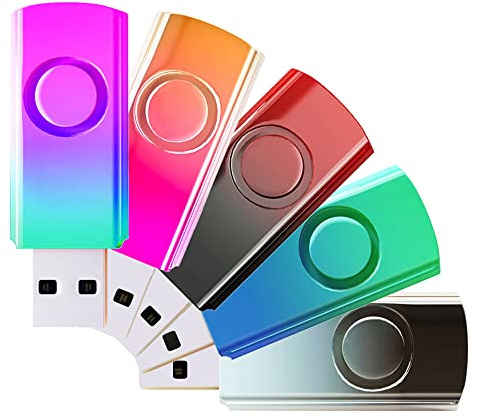 5 Stück 4GB USB-Flash-Laufwerke Farbverlauf USB 2.0 Memory Stick Großhandel Bulk Swivel Design Thumb Drive für die Datenspeicherung