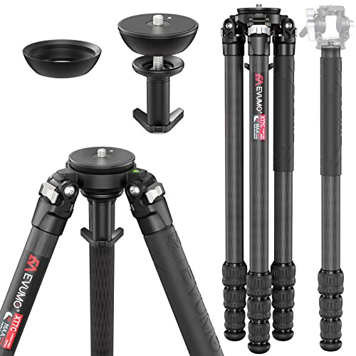 XT7C Trípode de Fibra de Carbono con Tazón y Adaptador de Base de Nivelación, 63» Trípode Profesional de Carbono para Cámara, Tubo de Carbono de 10 Capas de 32mm, Carga Máxima 20kg