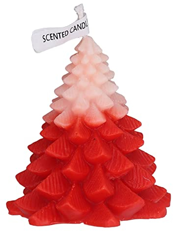 Atyhao Wachskerzen in Baumform, Schnelle Kerzen in Weihnachtsbaumform, Ideal für Ihr Zuhause (Weiß+Rot)