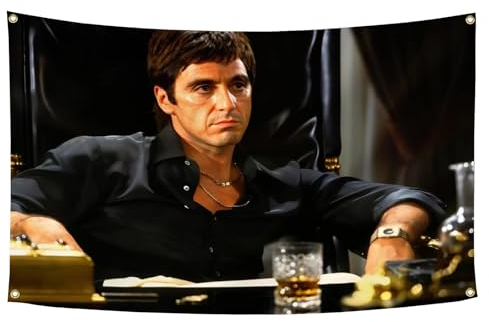Scarface Movie Poster Flag 3x5Ft Motivational Vintage Band Thriller Love Scifi Movie Tapestry Every Dog Has Its Day Banner Tony Montana for College Dorm Room Decoration