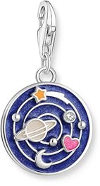 THOMAS SABO Charm-Anhänger Galaxie mit bunter Kaltemaille Silber geschwärzt 925 Sterlingsilber, Geschwärzt, Kaltemail
