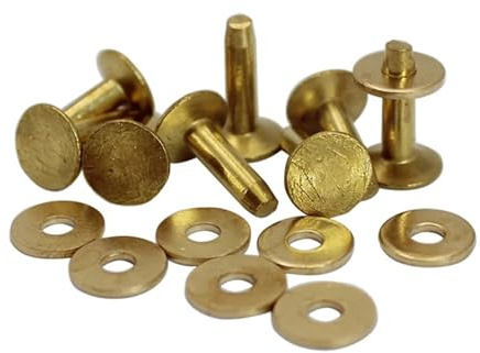 Leather Brass/Copper Rivets And Burrs 9mm 10mm 11mm 12mm (Color : Brass, Size : 10x3.3x14mm 100sets)