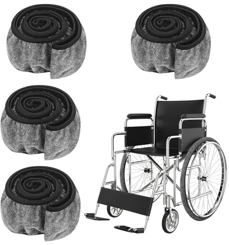 Bunnycool 4 Pcs Wheelchair Wheel Covers for Wheels 24'' Wheelchair Tyre Tire Covers to Protect Floors Carpets
